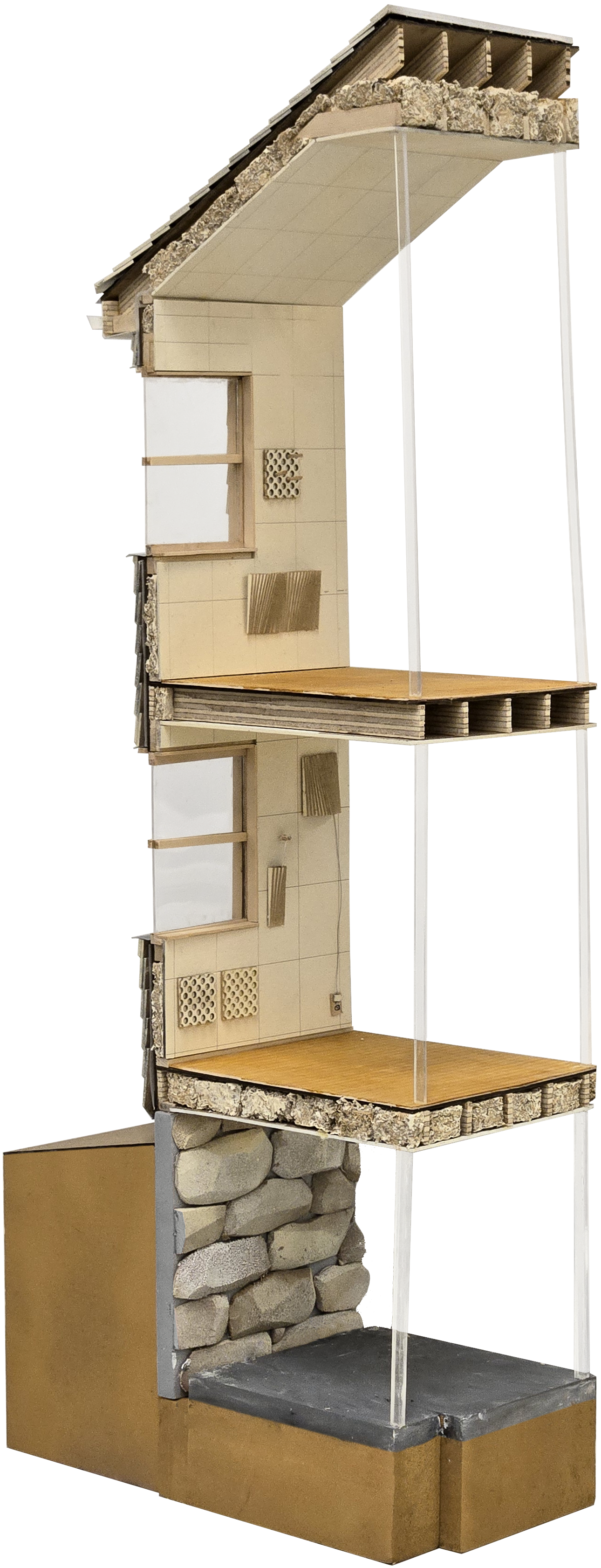 Model depicting mycelium in the building envelope