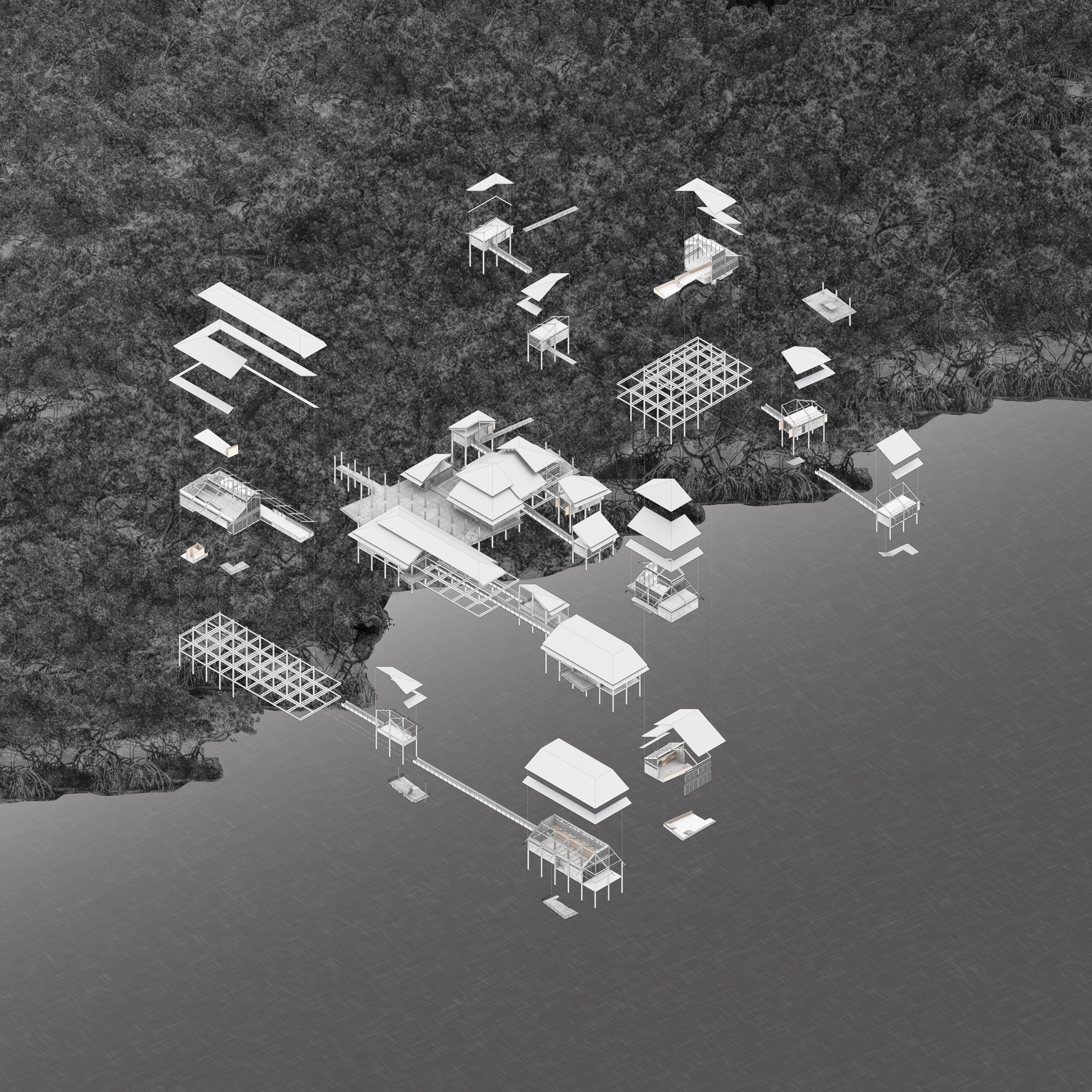Expolded isometric showing tectonics